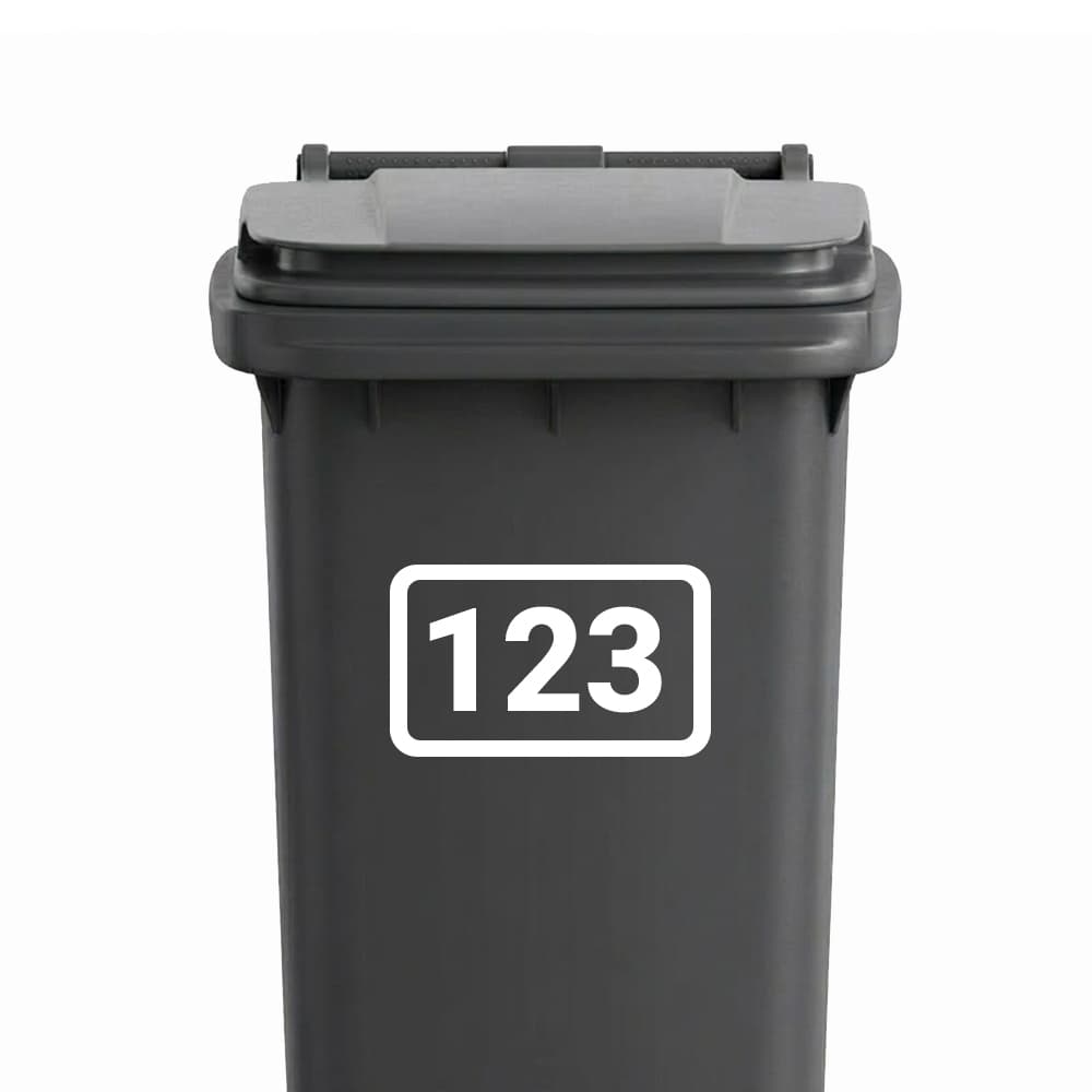 Huisnummer Vierkant Outline - Container / Kliko sticker - vinyl sticker kopen bij De Stickerbaas